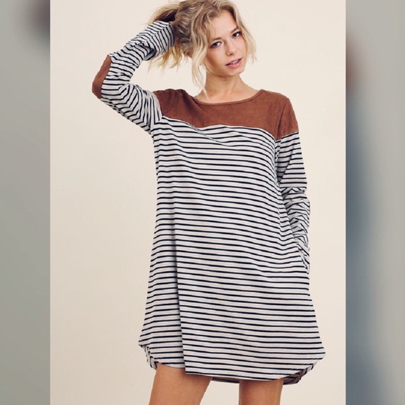Umgee Dresses & Skirts - Umgee Striped Pocket Tee Dress